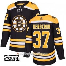 Barn Ishockey Boston Bruins Tröja Patrice Bergeron 37 Adidas 2017-2018 Svart Authentic